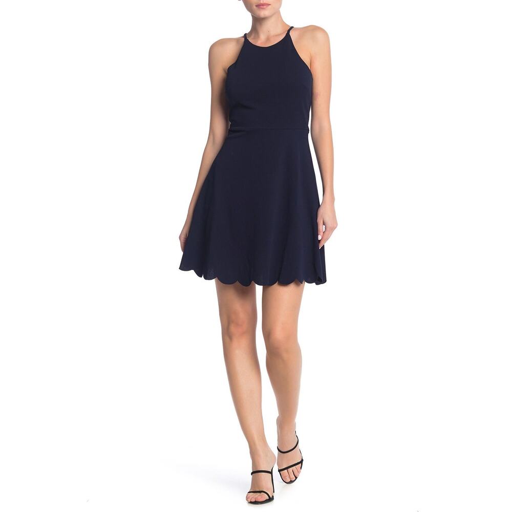 Love Nickie Lew Halter Scalloped Fit & Flare Dress